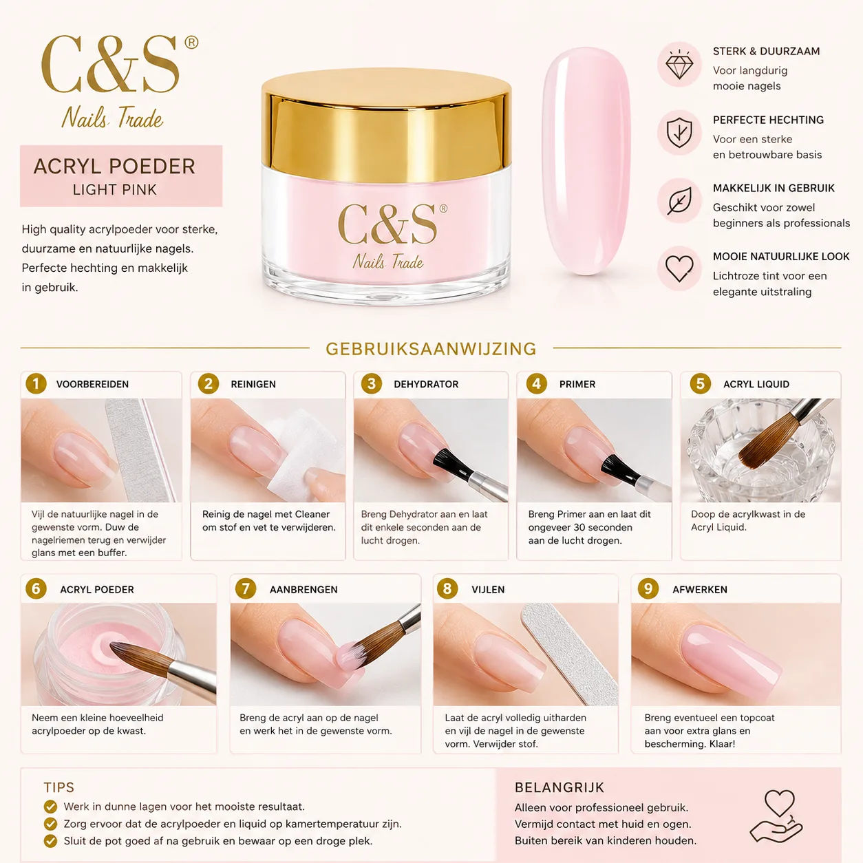 CS Trade Acryl Poeder Pink 15g 3
